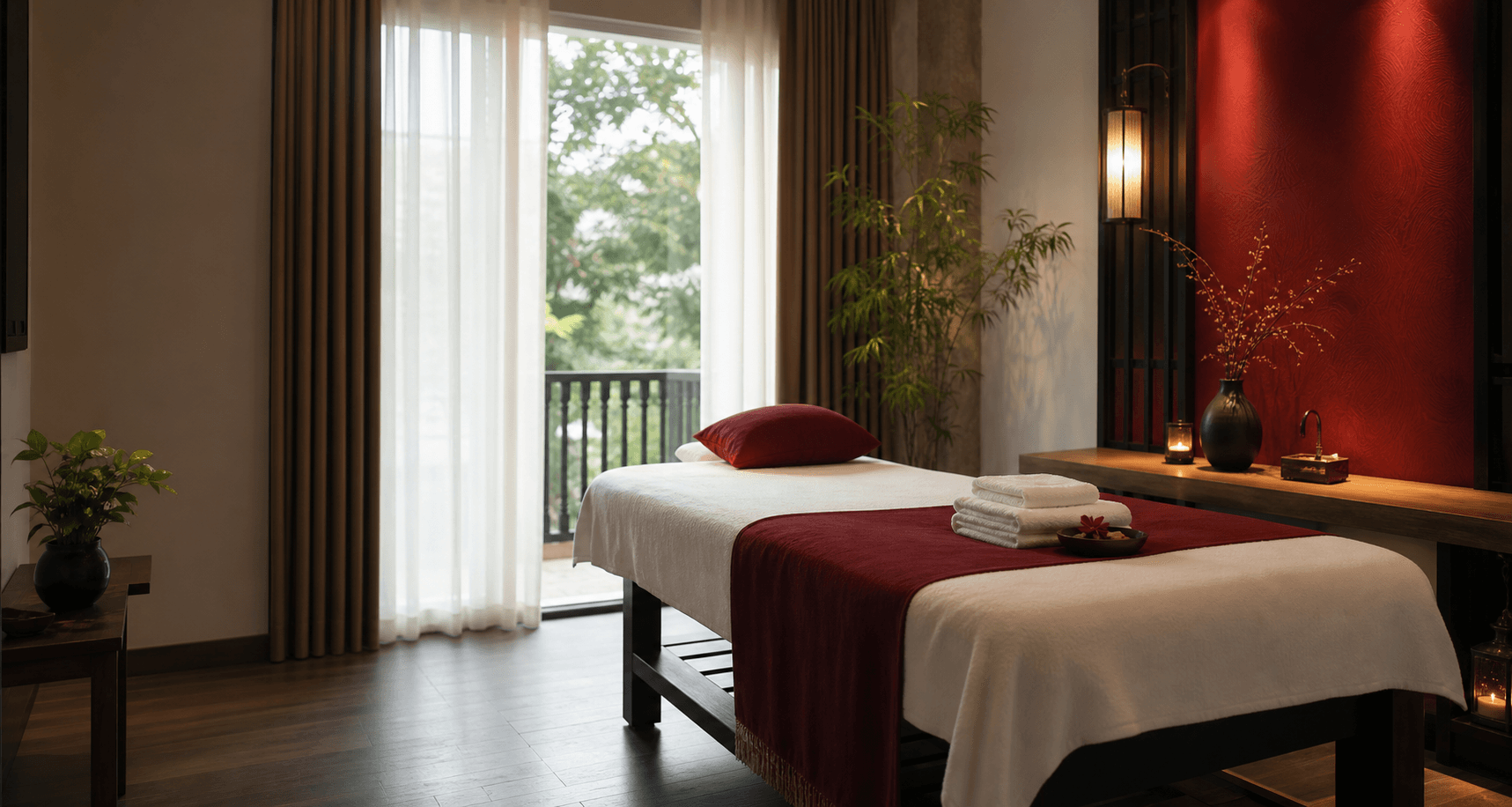 Phòng massage Tâm An sạch sẽ với giường đã chuẩn bị sẵn